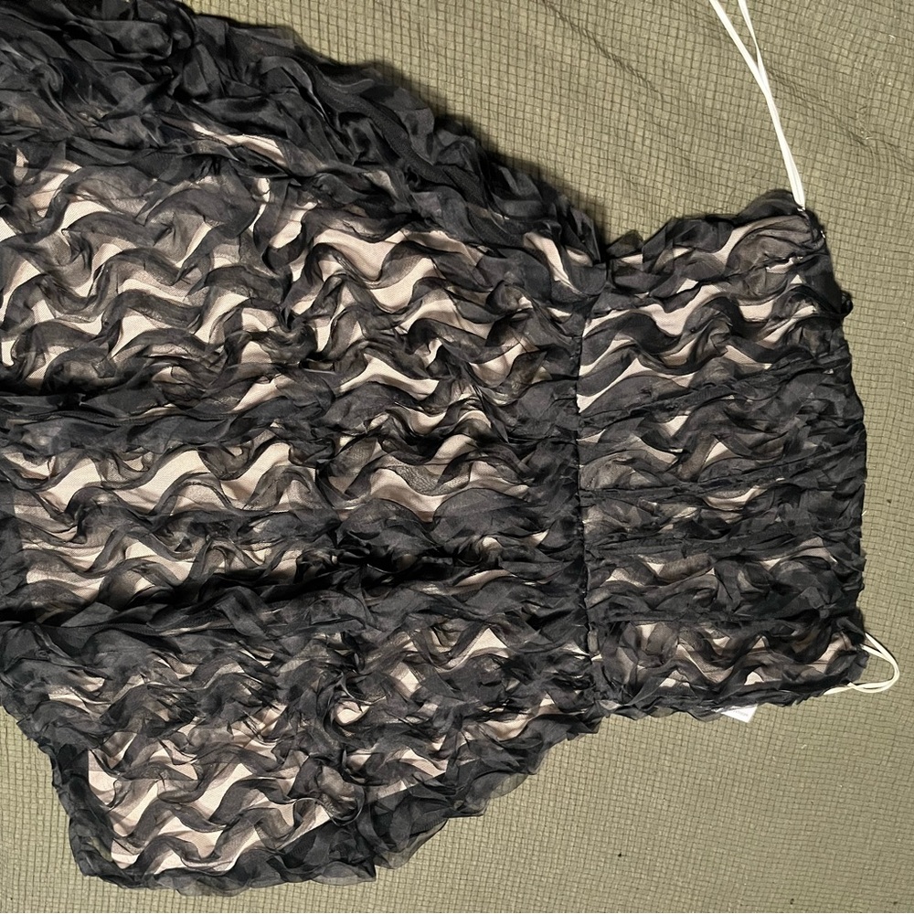 Black Ruffled Strapless Top